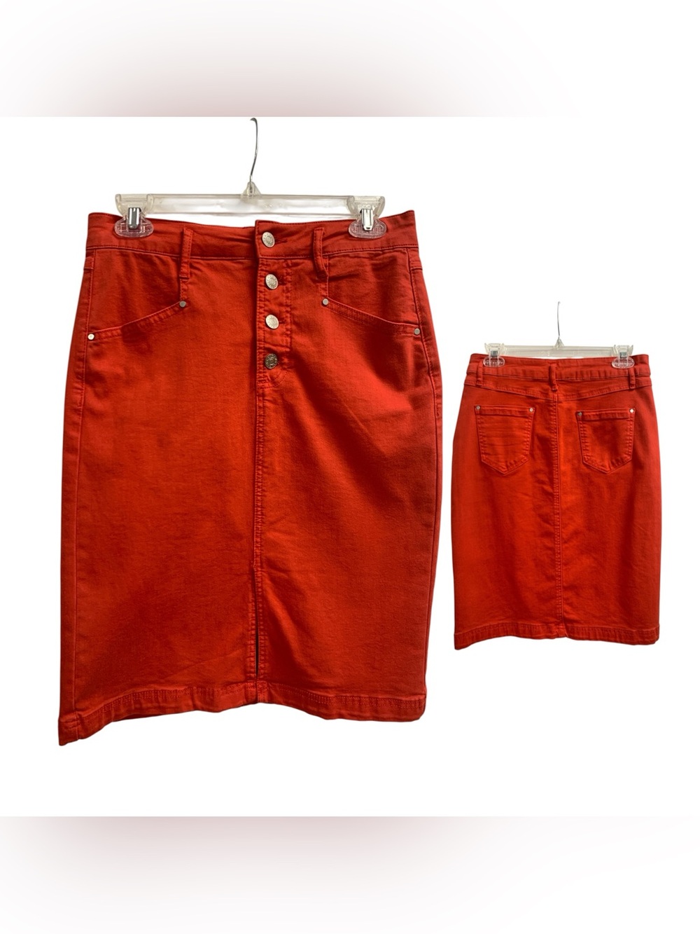 Only Red Button-Front Midi Skirt